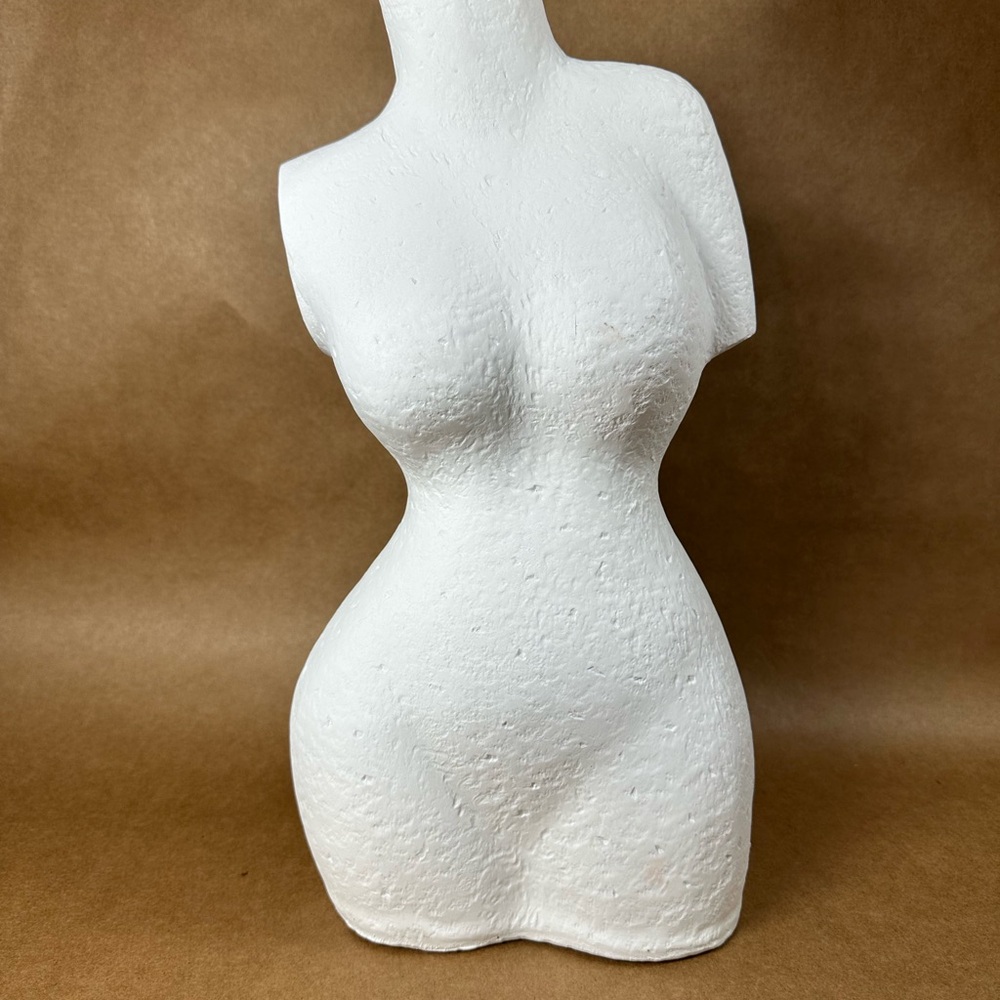 White Textured Female Form Sculpture | Modern Simple Statue